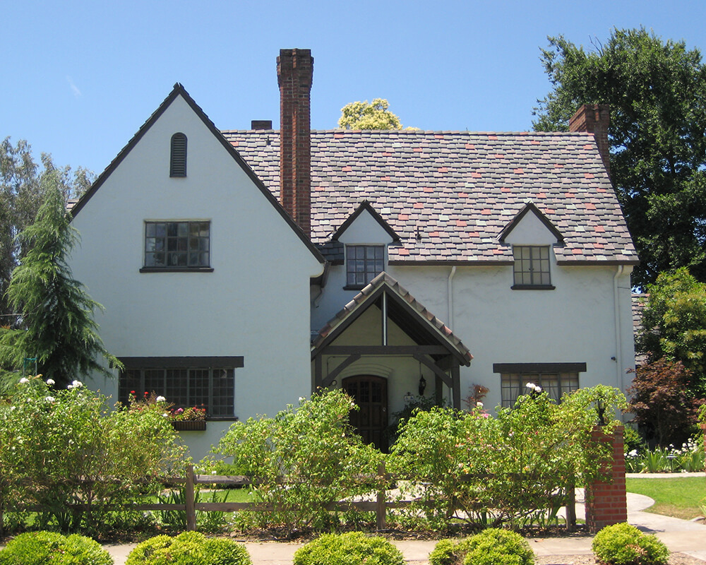 two story white home