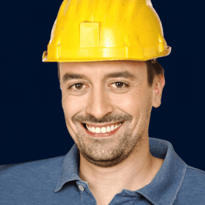 a man wearing a hard hat