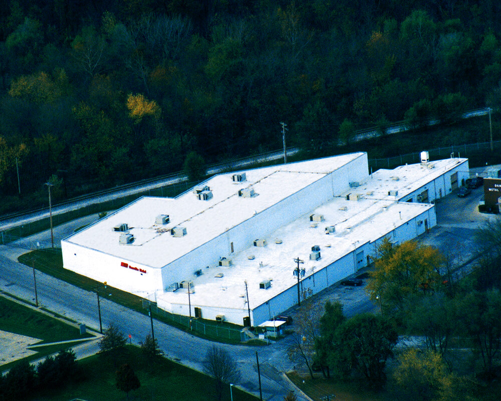 Commercial building white roof