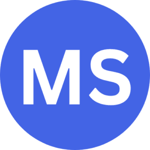 the ms logo in a blue circle