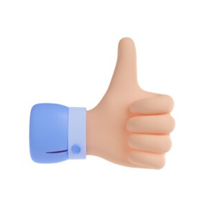 A digital illustration of a hand giving a thumbs up.